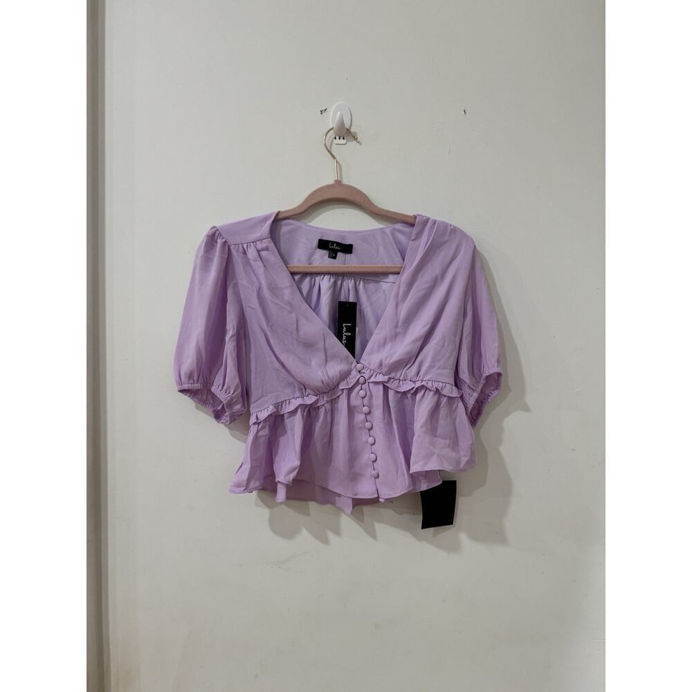 Lulus Irresistible Charisma Lavender Peplum Crop Top - S NWT Coquette Milkmaid - Picture 3 of 8